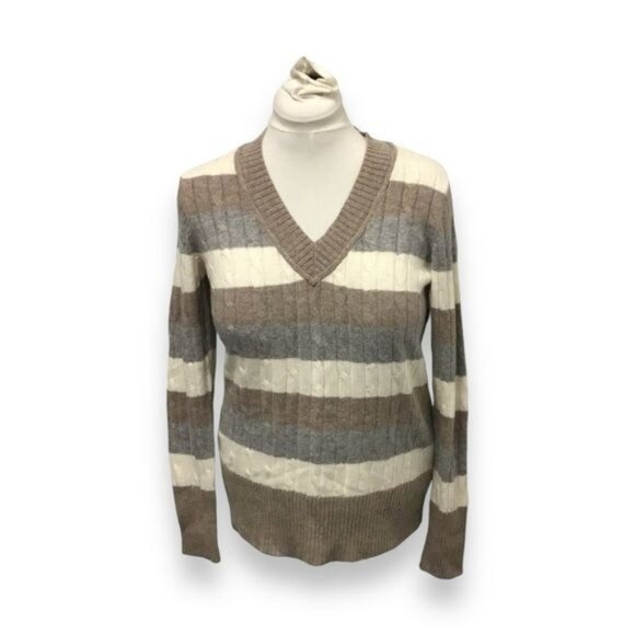 Ann Taylor LOFT Women’s V Neck Wool/Angora Blend Sweater, Neutral, size L - Picture 2 of 9